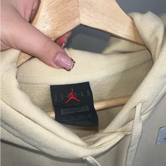 Jordan Flight Fleece Pullover Women's Hoodie Beach Beige Size XS Oversized Fit - Picture 3 of 8